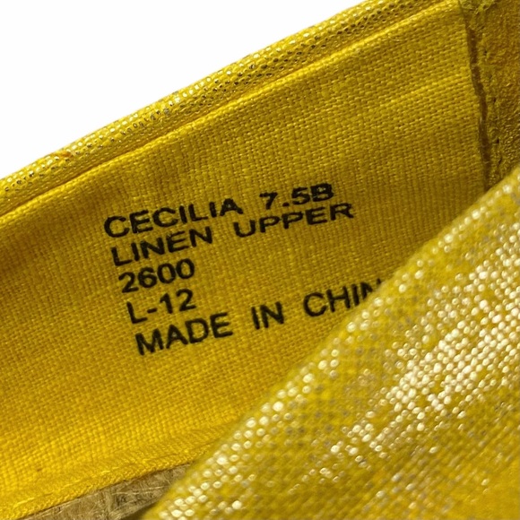 LAUREN RL Cecilia Yellow Linen Wedge Espadrilles - Picture 5 of 7